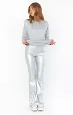 Nashville Pull On Flare ~ Silver Faux Leather(XS)