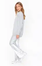 Nashville Pull On Flare ~ Silver Faux Leather(XS)