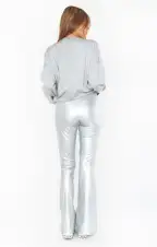 Nashville Pull On Flare ~ Silver Faux Leather(XS)