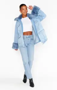 Copenhagen Jacket ~ Drift Indigo with Blue Faux Fur(XS)