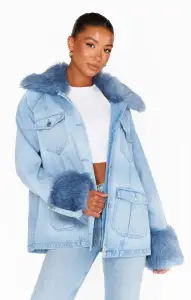 Copenhagen Jacket ~ Drift Indigo with Blue Faux Fur(XS)