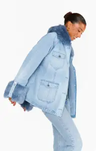 Copenhagen Jacket ~ Drift Indigo with Blue Faux Fur(XS)