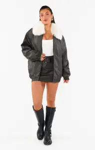 Tyra Belted Skirt ~ Vintage Black Faux Leather(XS)