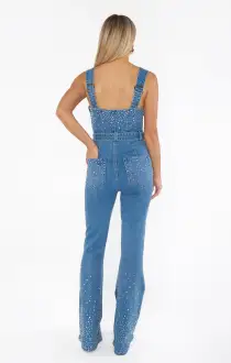 Venetian Jumpsuit ~ Rhinestone Burst Denim(XS)