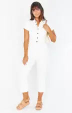 Cropped Everhart Jumpsuit ~ Pearly White(XS)