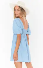 Smitten Babydoll Dress ~ Sky Blue(XS)