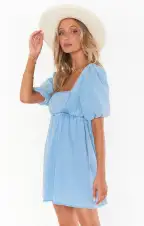 Smitten Babydoll Dress ~ Sky Blue(XS)