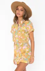 Cannon Romper ~ Groovy Blooms Denim(XS)