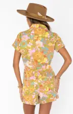 Cannon Romper ~ Groovy Blooms Denim(XS)