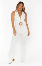 Jacksonville Cropped Jumpsuit ~ Pearly White(XS)