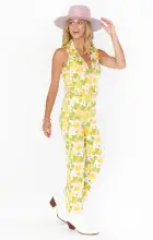 Jacksonville Cropped Jumpsuit ~ Fresh Floral Denim(XS)