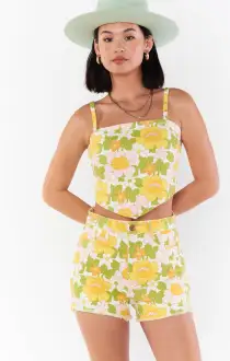 Handkerchief Top ~ Fresh Floral Denim(XS)