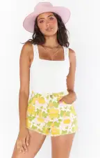 Arizona High Waisted Shorts ~ Fresh Floral Denim(24)