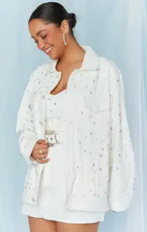 Getting Hitched Jacket ~ Rhinestone White Denim(XS)