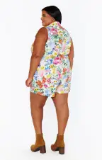 Reno Romper ~ Ivory Botanical Floral Denim(XS)