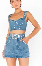 Shania Skirt ~ Indigo Rhinestone Denim(XS)