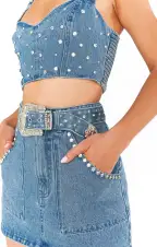 Shania Skirt ~ Indigo Rhinestone Denim(XS)