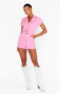 Outlaw Romper ~ Bubblegum Pink Denim(XS)