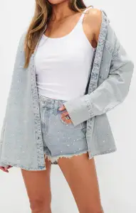 Lincoln Shirt Jacket ~ Embellished Light Indigo(XS)
