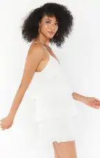 Suarez Ruffle Dress ~ Snow Cheetah Silky(XS)