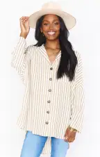 Lorolie Tunic ~ Beige Everyday Stripe(XS)