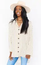 Lorolie Tunic ~ Beige Everyday Stripe(XS)