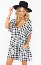 Odessa Dress ~ Check Me Black(XS)