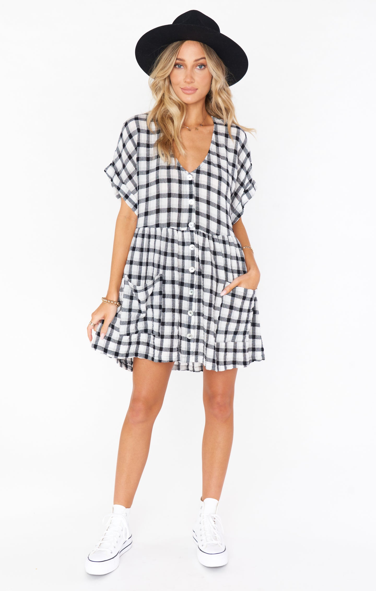 Odessa Dress ~ Check Me Black(XS)