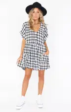 Odessa Dress ~ Check Me Black(XS)