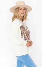 Simon Pullover ~ Cream Dancing Tiger Graphic(XS)