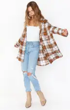 Lorolie Tunic ~ Tan Plaid(XS)