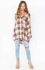 Lorolie Tunic ~ Tan Plaid(XS)