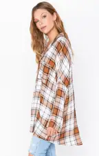 Lorolie Tunic ~ Tan Plaid(XS)