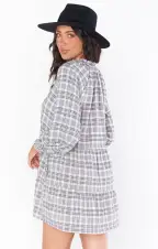 Birdie Mini Dress ~ Windowpane Plaid(XS)