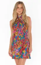 Jasmine Halter Mini Dress ~ Garden Glow(XS)