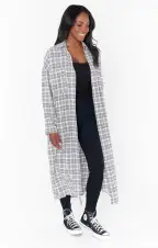 Leo Button Down Tunic ~ Windowpane Plaid(XS)
