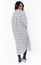 Leo Button Down Tunic ~ Windowpane Plaid(XS)