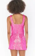 Tara Crop Top ~ Pink Disco Sequin(XS)