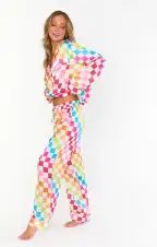 Classic PJ Set ~ Multi Checker Silky(XS)