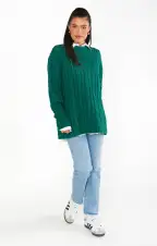 Day to Day Tunic Sweater ~ Emerald Cable Knit(XS)