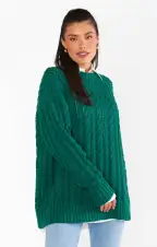 Day to Day Tunic Sweater ~ Emerald Cable Knit(XS)