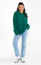 Day to Day Tunic Sweater ~ Emerald Cable Knit(XS)