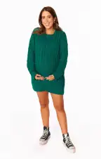 Day to Day Tunic Sweater ~ Emerald Cable Knit(XS)