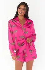 Early Riser PJ Set ~ Fuschia Feline Fine Silky(XS)