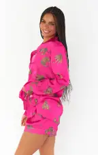 Early Riser PJ Set ~ Fuschia Feline Fine Silky(XS)