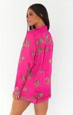Early Riser PJ Set ~ Fuschia Feline Fine Silky(XS)