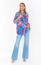 Smith Button Down ~ Magenta Blooms(XS)