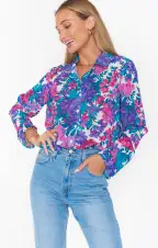 Smith Button Down ~ Magenta Blooms(XS)