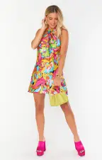 Jasmine Halter Mini Dress ~ Flash Dance Floral(XS)