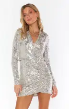 Party Hop Dress ~ Platinum Sequins(XS)